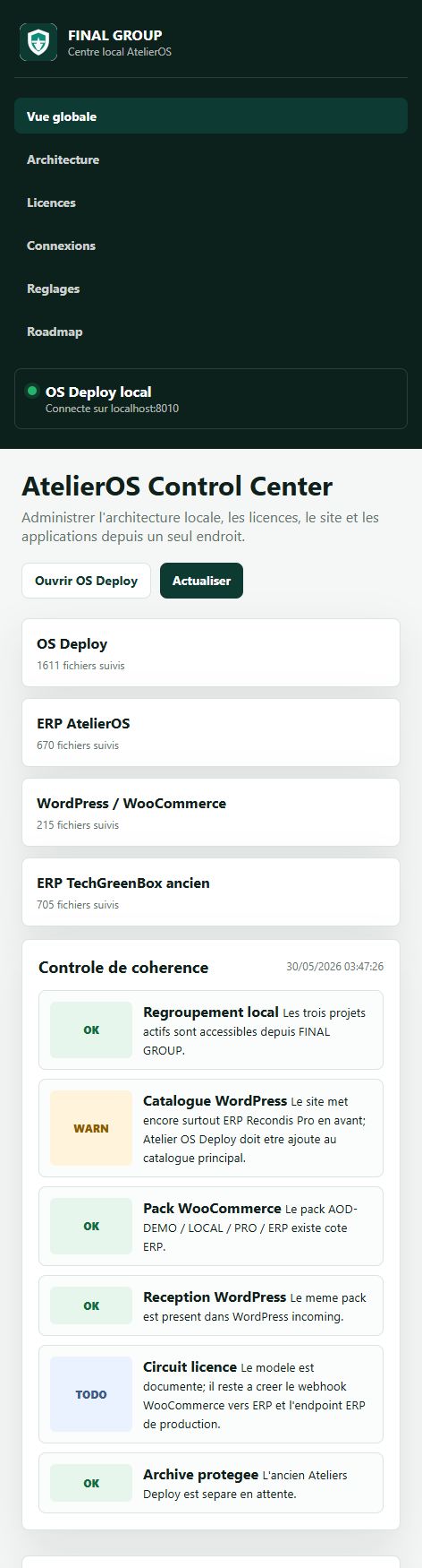 AtelierOS Control Center