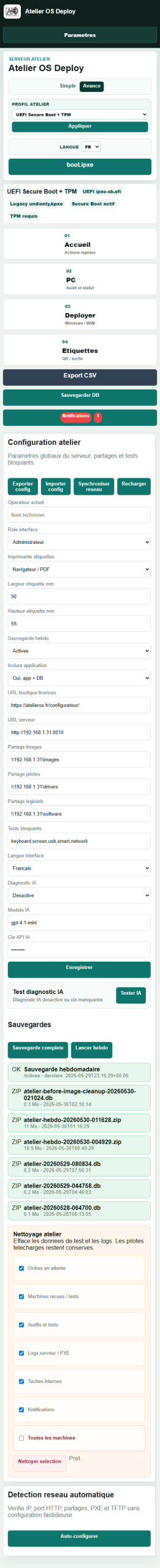 Capture mobile Atelier OS Deploy