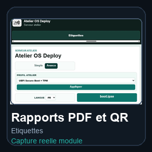Rapports PDF et QR code machine