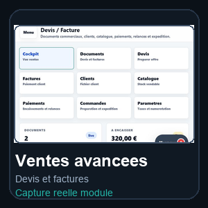 Ventes, devis et factures avancees